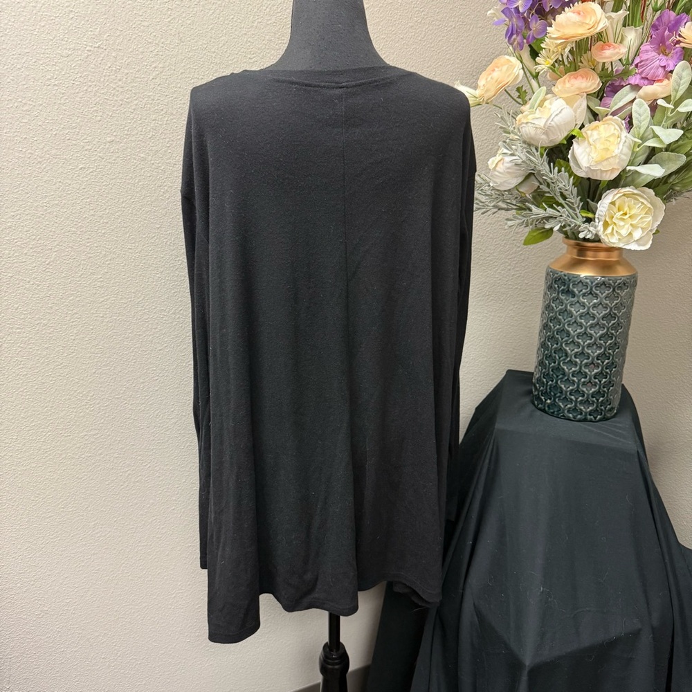 Lydfs Black Long Sleeve Tunic Top with White Lace Hem Trim Women’s 3X - Picture 3 of 9